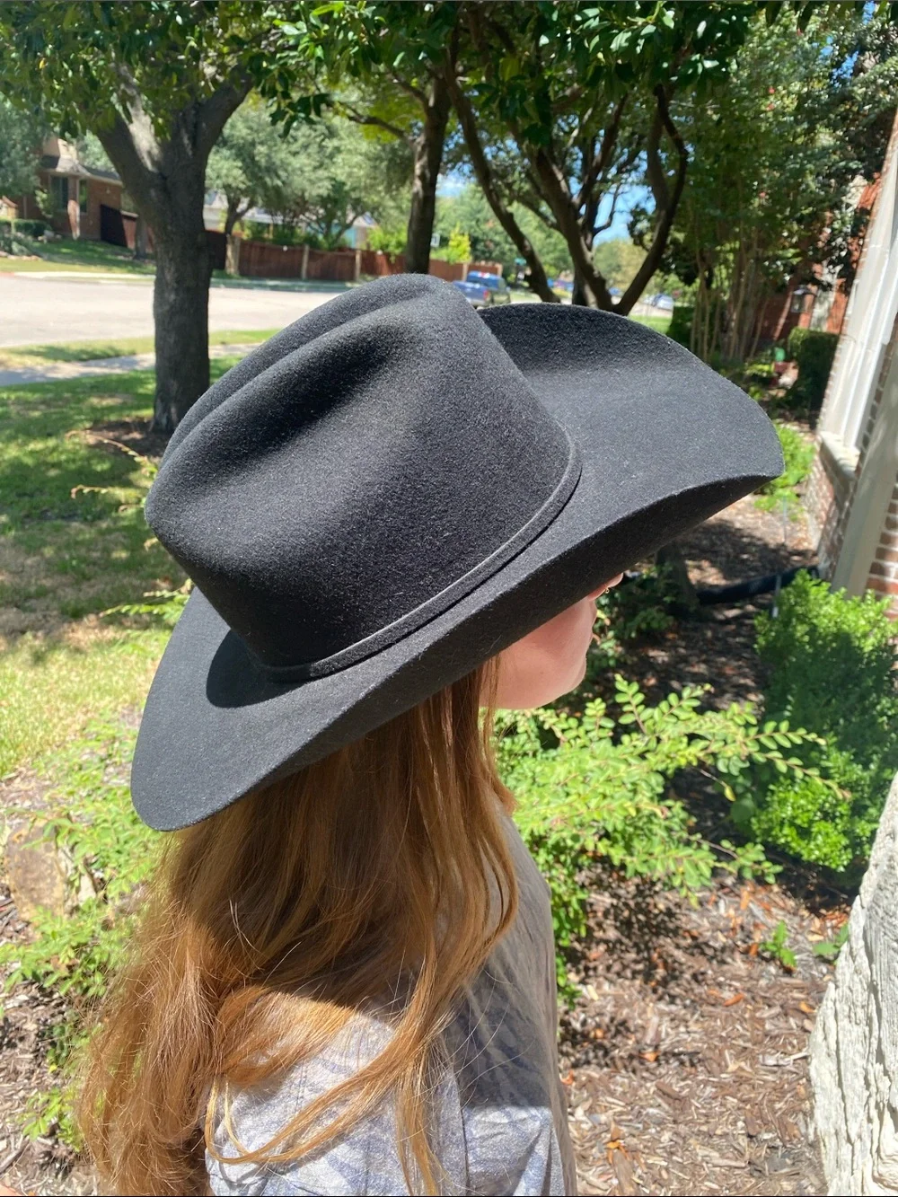 Twister 2X Black Wool Felt DALLAS Western Hat with Silver 3 pc. Buckle hatband